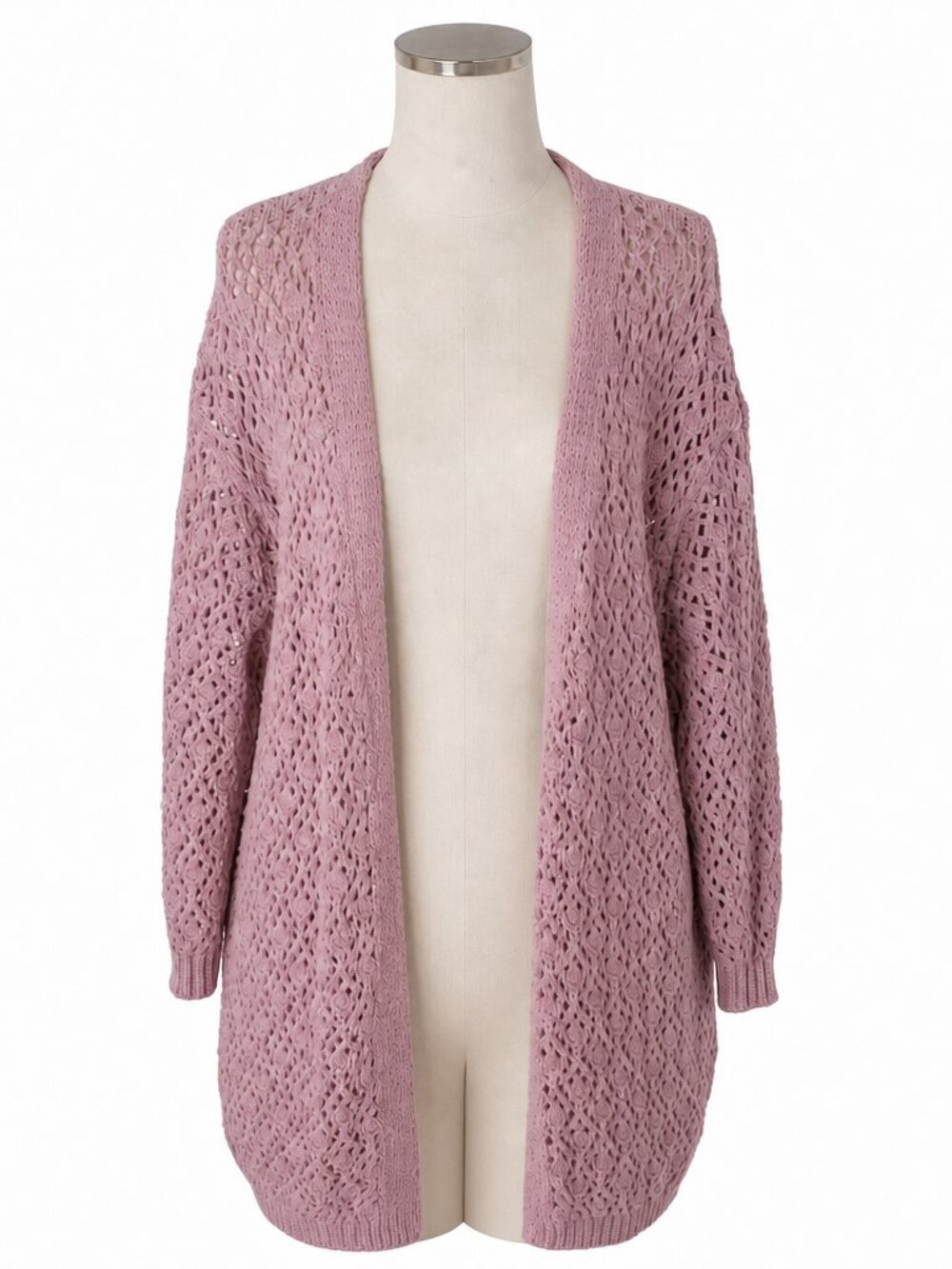 Moon & Madison Cardigan Women Size Medium Dusty Pink Knit Open Front